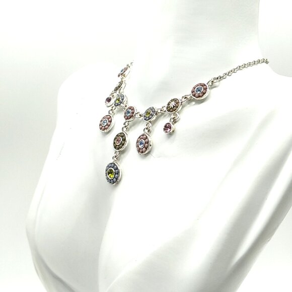 V (Laura Vann) Bezeled Multi-color Crystals & Beads Encased in Silver-tone - Picture 5 of 15
